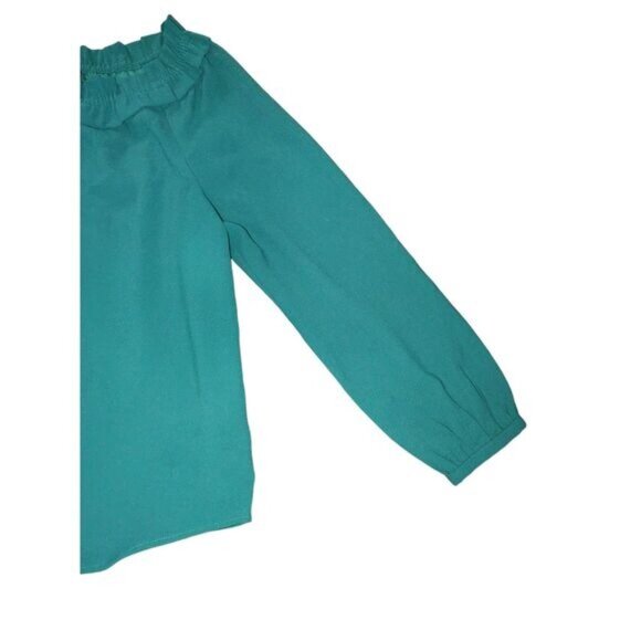 J. Crew Drapey Ruffleneck Top‎ in 365 Crepe Womens XS Forest Green Forestcore - Picture 6 of 9